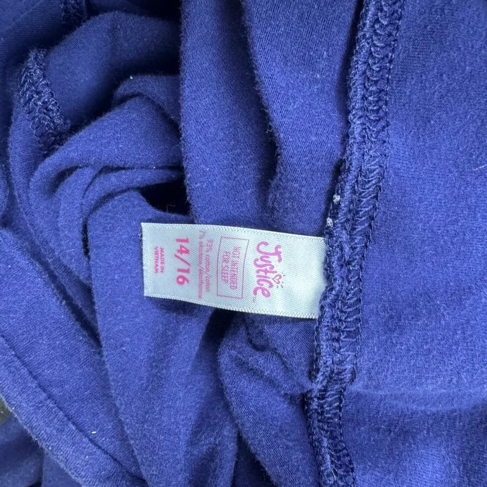 Justice Girls Graphic Leggings Size 14/16‎ Purple Peace Love Kind Inspirational